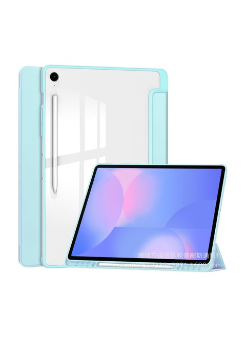 Translucent Case Compatible with Samsung Galaxy Tab S10 FE Plus 13.1 Inch (2025) with Transparent Back Cover and Folding Stand Cover with Pen Holder, Automatic Sleep/wake-up (Blue)