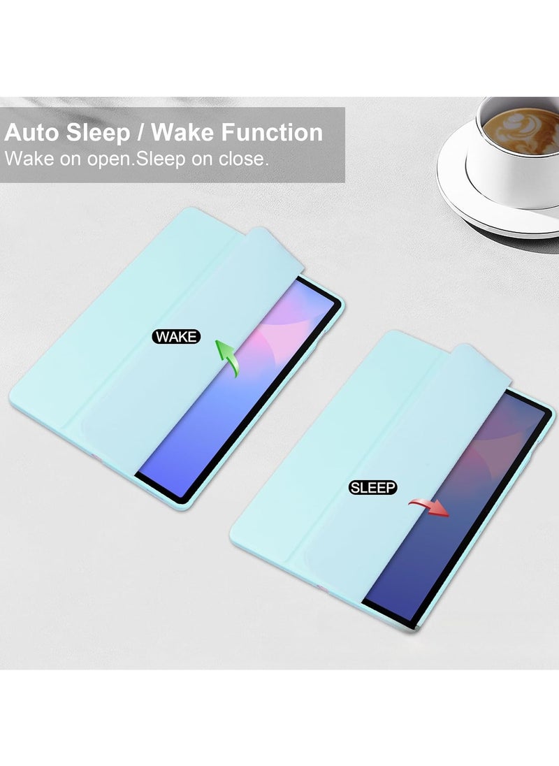 Translucent Case Compatible with Samsung Galaxy Tab S10 FE Plus 13.1 Inch (2025) with Transparent Back Cover and Folding Stand Cover with Pen Holder, Automatic Sleep/wake-up (Blue)
