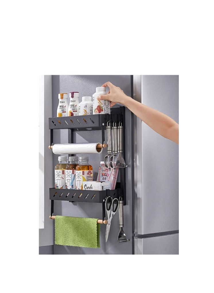 DARIYAH Japanese stainless steel magnetic suction multi-function multi-scene large hanger bathroom Refrigerator storage rack J003 - Image 3