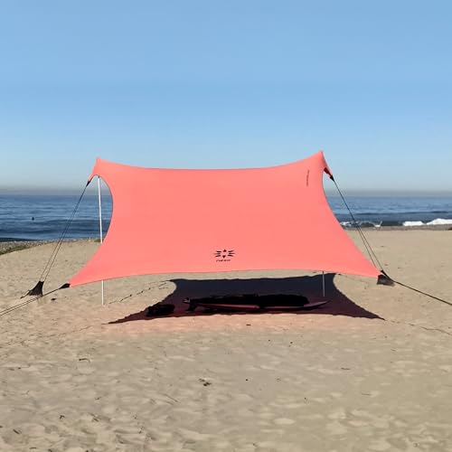 Neso Gigante Portable Beach Tent Sun Shelter - Lightweight Beach Shade Canopy - Easy Setup for Family Outings - Patented Reinforced Corners - UPF 50+ Sun Protection - 8ft Tall, 11 x 11ft - Coral - Image 4