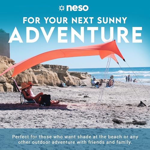 Neso Gigante Portable Beach Tent Sun Shelter - Lightweight Beach Shade Canopy - Easy Setup for Family Outings - Patented Reinforced Corners - UPF 50+ Sun Protection - 8ft Tall, 11 x 11ft - Coral - Image 2