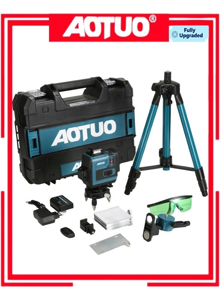AOTUO 16 Line Laser Level 4x360° Self-Leveling Green Laser Level with Tripod, 4D Green Crosshairs for Construction and Picture Hanging, Laser Measuring Tool with 2 Rechargeable Batteries and Tool Bag… - Image 1