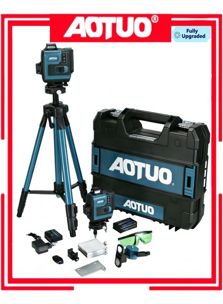 AOTUO 16 Line Laser Level 4x360° Self-Leveling Green Laser Level with Tripod, 4D Green Crosshairs for Construction and Picture Hanging, Laser Measuring Tool with 2 Rechargeable Batteries and Tool Bag… - Image 1