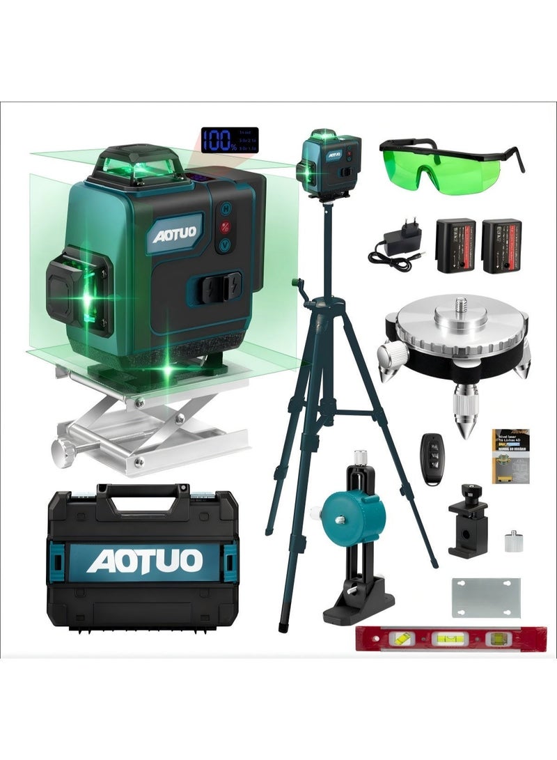 AOTUO 16 Line Laser Level 4x360° Self-Leveling Green Laser Level with Tripod, 4D Green Crosshairs for Construction and Picture Hanging, Laser Measuring Tool with 2 Rechargeable Batteries and Tool Bag… - Image 2