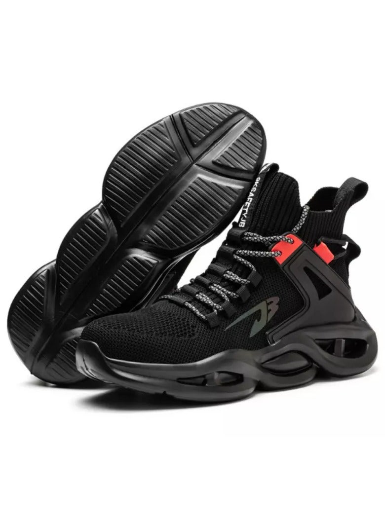 Men's Woven Breathable Steel Toe Puncture Proof Cushioned Safety Shoes Comfy Non Slip Rubber Sole Durable Work Shoes Men's Footwear (40 EUR)  - Image 1