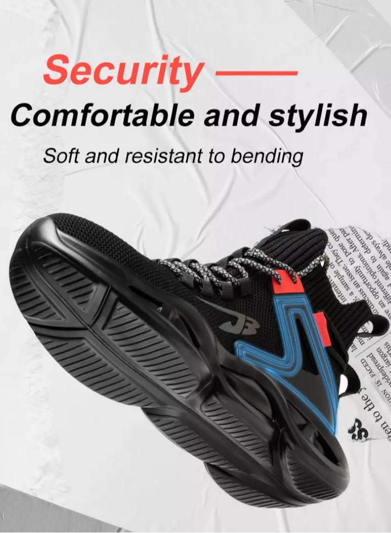 Men's Woven Breathable Steel Toe Puncture Proof Cushioned Safety Shoes Comfy Non Slip Rubber Sole Durable Work Shoes Men's Footwear (40 EUR)  - Image 3