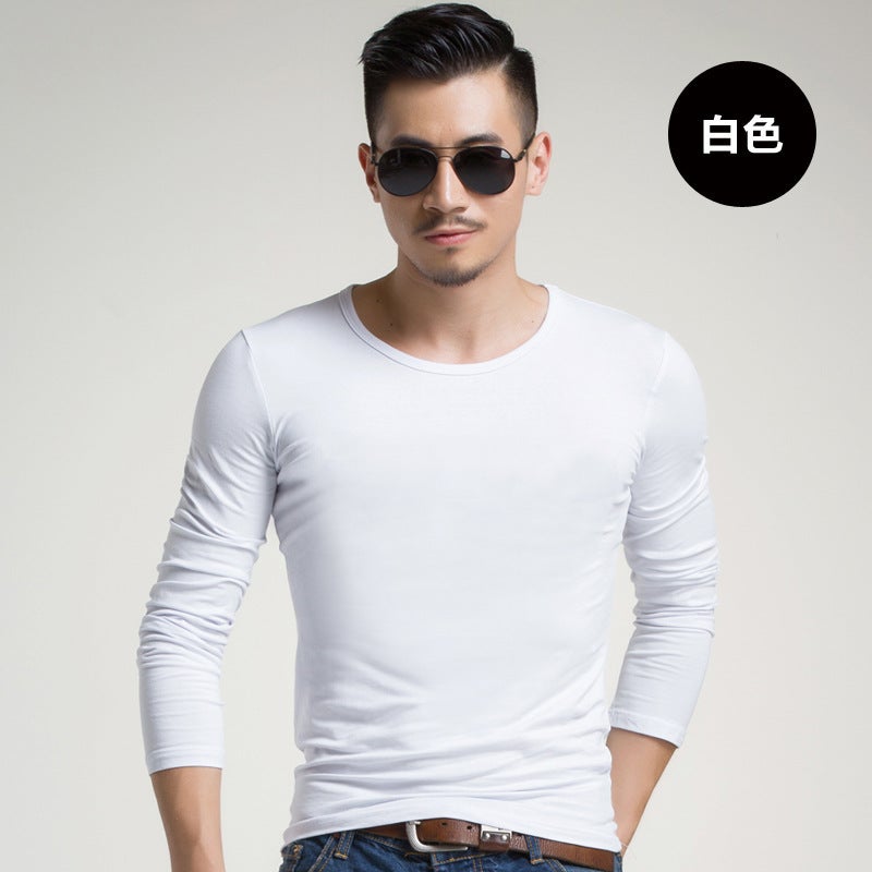 Army Fans Men'S T-Shirt Long Sleeve Blank Slim Solid Color Round Neck Pullover Men'S Bottoming Shirt - Image 3