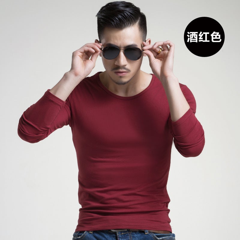 Army Fans Men'S T-Shirt Long Sleeve Blank Slim Solid Color Round Neck Pullover Men'S Bottoming Shirt - Image 1