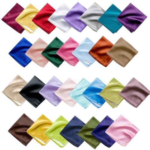 Young Arrow Satin Pocket Square for Men | Wedding Handkerchief for Suits, Blazers & Tuxedo | Men's Pocket Square Combo (Pack of 30) (Multicolor) - Image 1