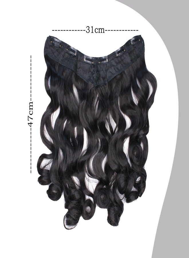 GLAN Synthetic Long Hair Extension for Women to Increase Instant Hairs Length (Curly Dark Brown) - Image 1