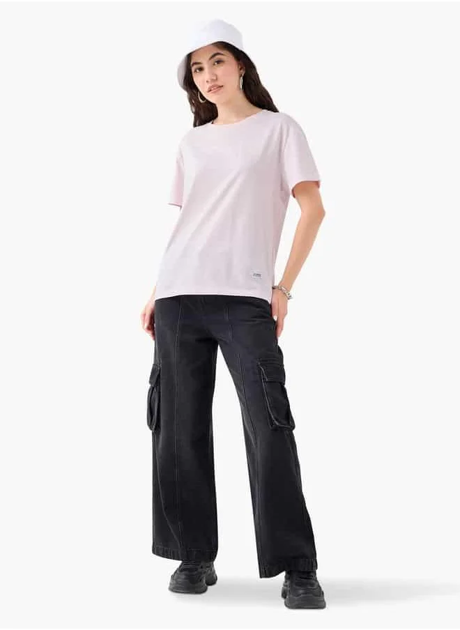 Lee Cooper Lee Cooper Printed T-shirt with Crew Neck and Raglan Sleeves