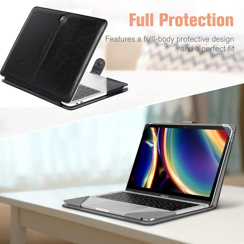 Dorca PU Leather Protective Folio Case Cover for Lenovo ??IdeaPad Flex 5 14ITL05 14-inches FHD IPS 2-in-1 Convertible Laptops - Black - Image 2