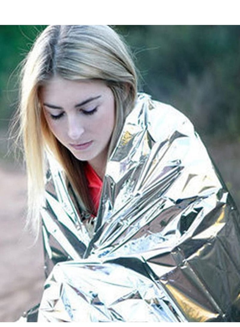 بطانيات مايلر الحرارية للطوارئ، مصممة للاستخدام في الهواء الطلق، بطانية رقائق الإسعافات الأولية الحرارية العاكسة للبقاء على قيد الحياة - Image 2