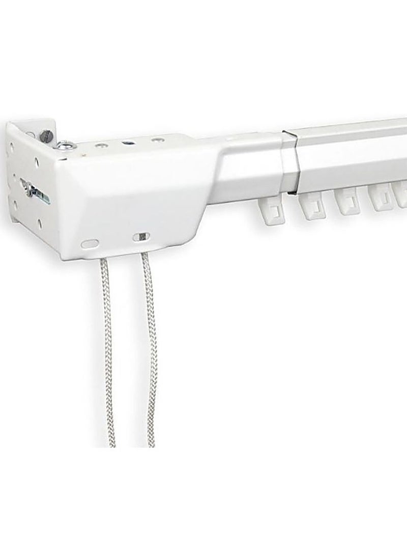 AL WADI FURNITURE - Set of 2 Heavy Duty Ultra Corded Single Adjustable Extendable Traverse Curtain Rails Curtain Tracks with Curtain Hanging Pinch Pleat 4 Prongs Hooks, 150 – 300 cm, WHITE - Image 1