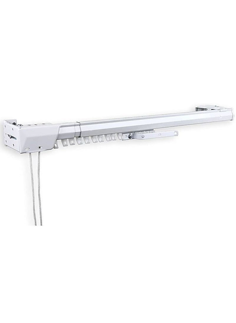 AL WADI FURNITURE - Set of 2 Heavy Duty Ultra Corded Single Adjustable Extendable Traverse Curtain Rails Curtain Tracks with Curtain Hanging Pinch Pleat 4 Prongs Hooks, 150 – 300 cm, WHITE - Image 1