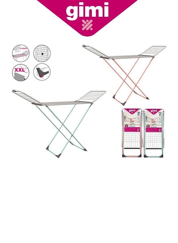 جيمي مجفف ملابس جيمي بورياليس القابل للطي، مصنوع من الفولاذ المطلي بالألمنيوم بطول 20 مترًا، مزود بعجلات وآلية قفل - Image 4