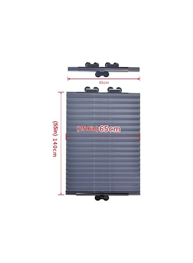 The Bros Pleated Fabric Blinds,Blackout Roller Blind with Suction Cups,Instant Temporary Shades,Light Filtering & Privacy Protection,for Car Home Office Bathroom,No Drilling (65x140cm/25.6x55.1in) - Image 2