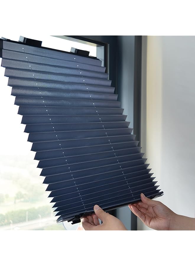 The Bros Pleated Fabric Blinds,Blackout Roller Blind with Suction Cups,Instant Temporary Shades,Light Filtering & Privacy Protection,for Car Home Office Bathroom,No Drilling (65x140cm/25.6x55.1in) - Image 1