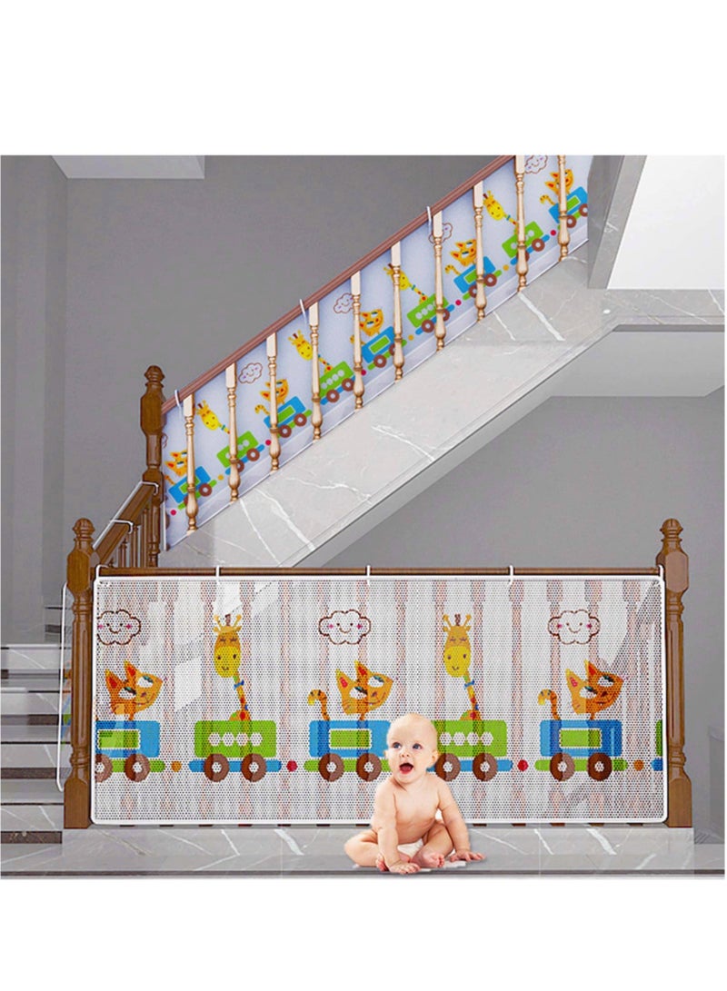 Child Safety Net for Balcony and Stairs Protects Kids Pets and Toys Durable 10ft x 2.5ft Mesh Fabric Multicolor Ideal for Indoor Outdoor Use - Image 1