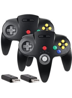 2.4 Ghz Wireless Usb Controller Compatible With Switch Online, Usb N64 Controller For Windows Pc Mac Linux Raspberry Pi Retropie Switch Nso, Rechargeable, Plug And Play (2 Pack Black)