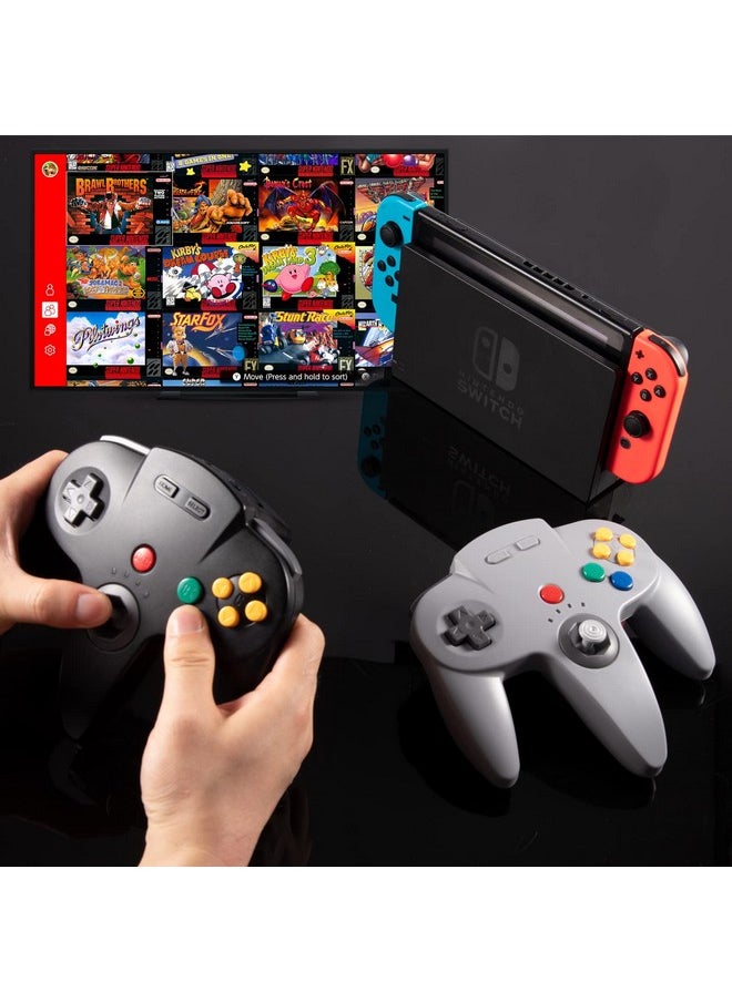 SAFFUN - 2.4 Ghz Wireless Usb Controller Compatible With Switch Online, Usb N64 Controller For Windows Pc Mac Linux Raspberry Pi Retropie Switch Nso, Rechargeable, Plug And Play (2 Pack Black) - Image 1