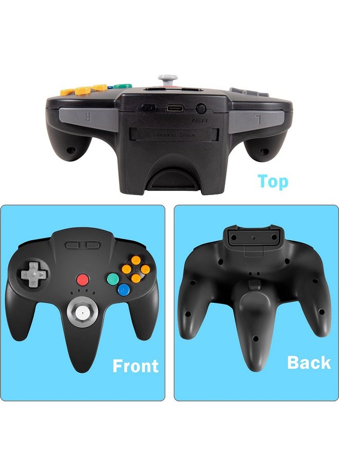 SAFFUN - 2.4 Ghz Wireless Usb Controller Compatible With Switch Online, Usb N64 Controller For Windows Pc Mac Linux Raspberry Pi Retropie Switch Nso, Rechargeable, Plug And Play (2 Pack Black) - Image 1