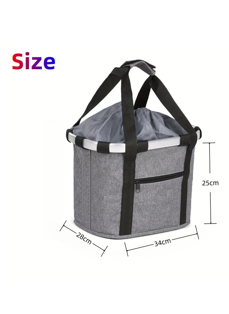 NOVOLAN NOVOLAN Bicycle Pet Basket, Folding Front Bike Basket for Dogs and Cats, Oxford Fabric with Aluminum Frame, Portable Pet Carrier for Mountain Bikes and Folding Bikes 36x26x24cm, Front Zipper Pocket  - Image 2