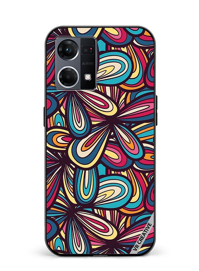 VR CREATIVE Protective Case Cover For Oppo Reno8 4G Flower Abstract Design Multicolour - Image 1