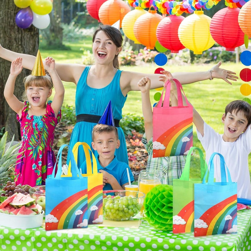 Kajaia 32 Pieces Rainbow Non Woven Tote Gift Bags with Handles Rainbow Cloud Goody Treat Bags for Theme Party Baby Shower Wedding Birthday Supplies 8 Colors - Image 5
