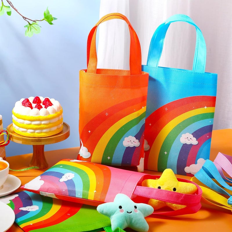 Kajaia 32 Pieces Rainbow Non Woven Tote Gift Bags with Handles Rainbow Cloud Goody Treat Bags for Theme Party Baby Shower Wedding Birthday Supplies 8 Colors - Image 4