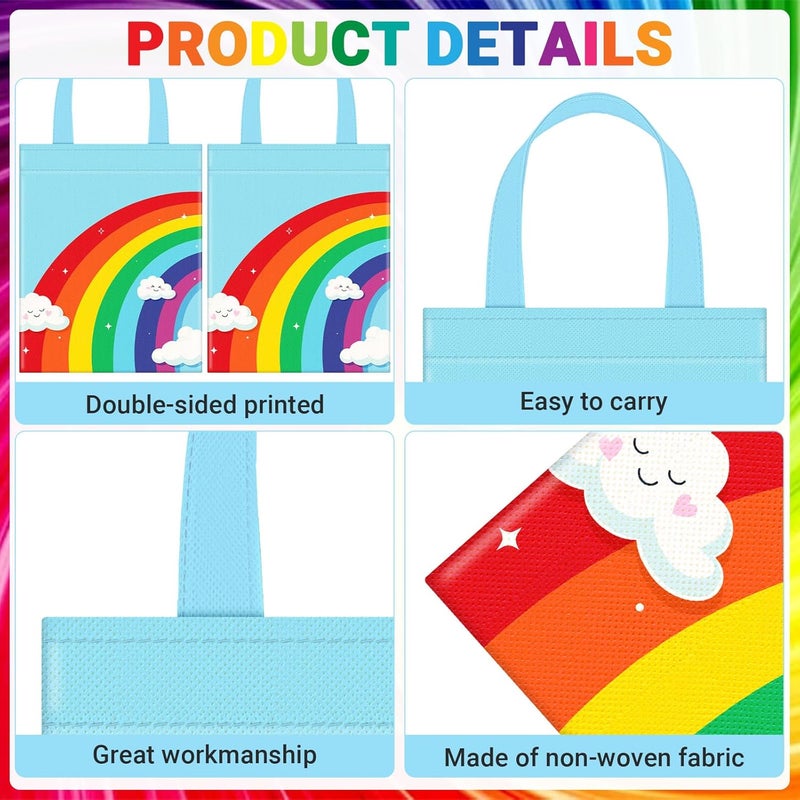 Kajaia 32 Pieces Rainbow Non Woven Tote Gift Bags with Handles Rainbow Cloud Goody Treat Bags for Theme Party Baby Shower Wedding Birthday Supplies 8 Colors - Image 3