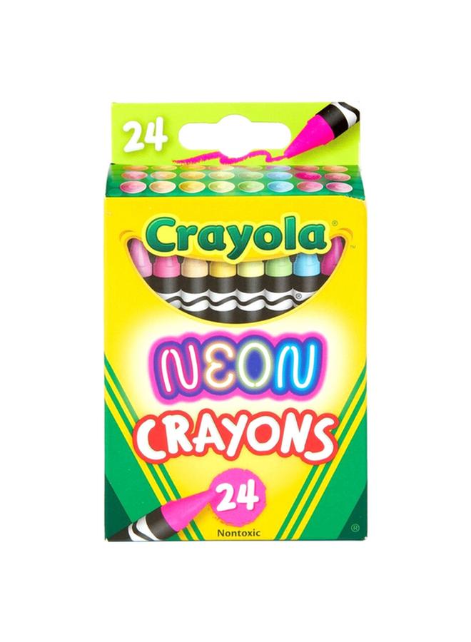 Crayola 24-Piece Non-Toxic Bright Neon Color Crayons Multicolor CRA5234100002 - Image 1