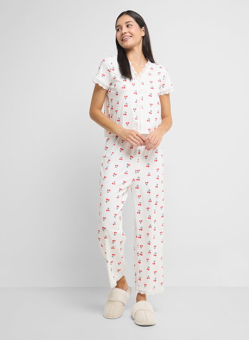 Ginger Cherry Print T-Shirt & Pyjama Set  - Image 5