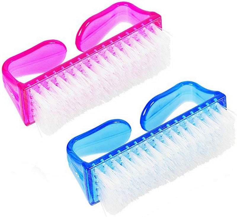 2 Pcs Handle Grip Nail Brush Fingernail Cleaner Pedicure Scrub Foot Brushes Cleaning Tool Kit (Multicolor)(2 pcs)
