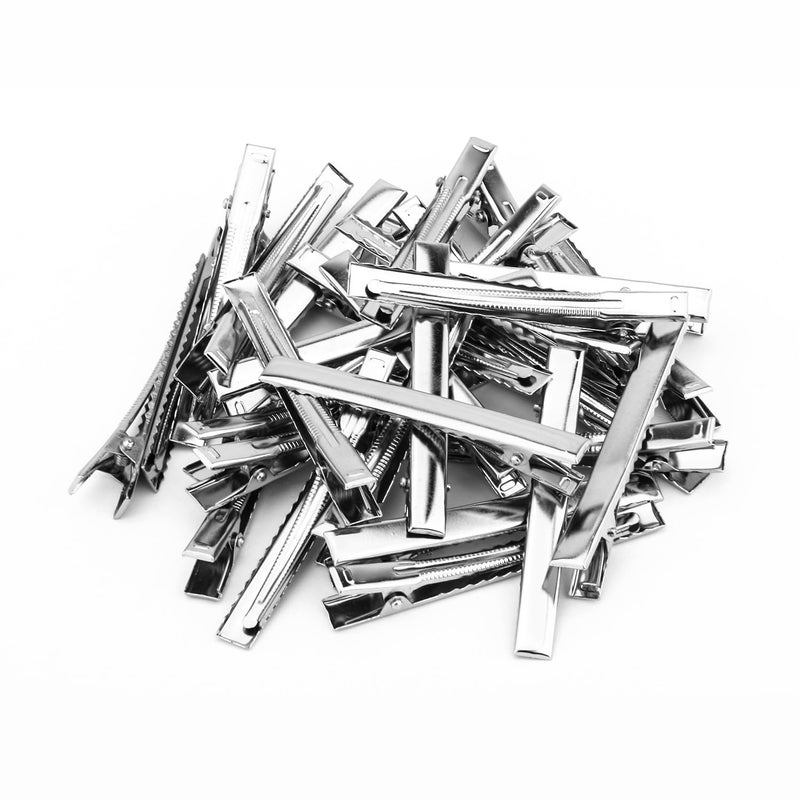 UJOY Flat Metal Single Prong Alligator Duckbills Diy Barrette Bow Hair Clips, Set Of 30 Pieces (Flat-7.6Cm-30Pcs), Silver - Image 5