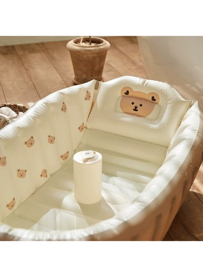 ميكسد حوض استحمام قابل للنفخ للأطفال الصغار، حوض استحمام محمول للأطفال مع مضخة هواء مدمجة، تصميم قابل للطي لسهولة التخزين، مثالي لحديثي الولادة والرضع - Image 3