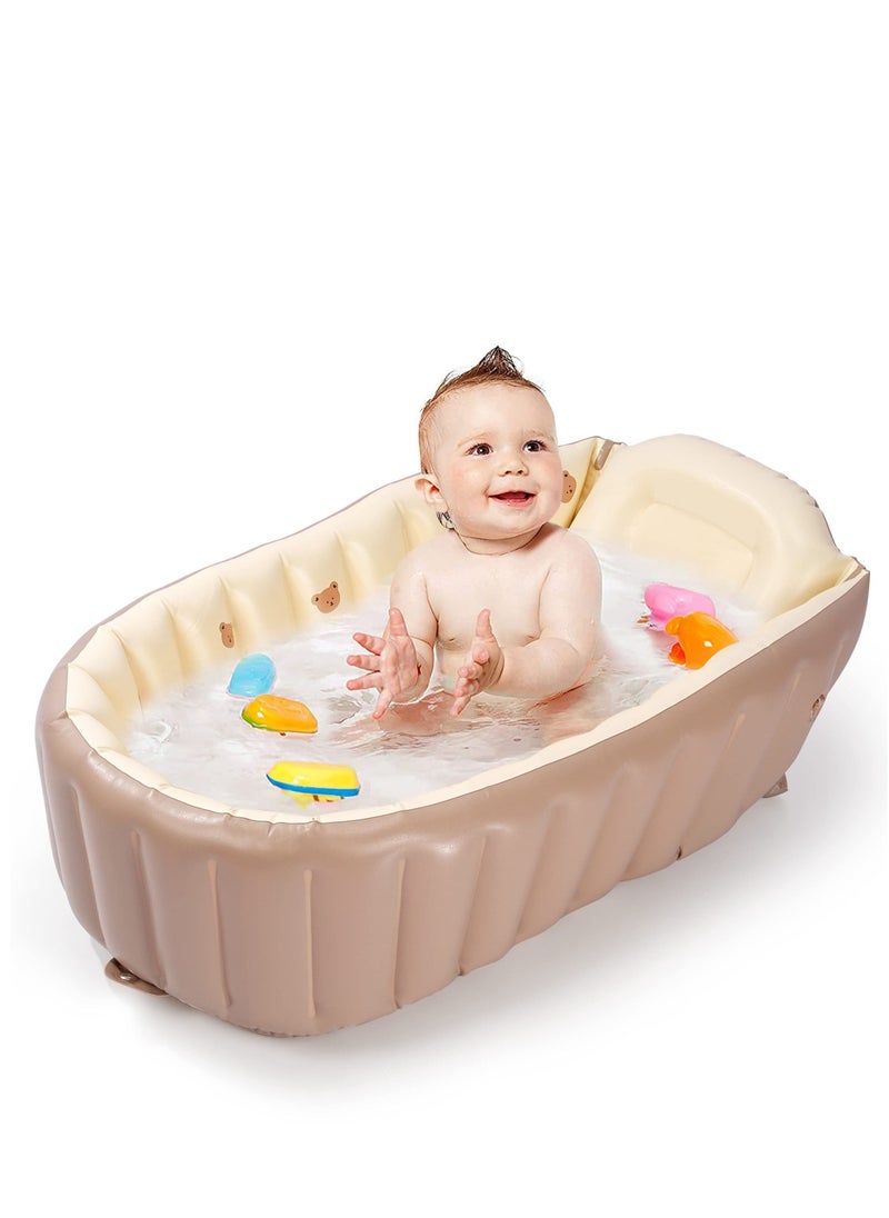 MIXDE Inflatable Bathtub for Toddlers Portable Baby Tub with Built-in Air Pump Collapsible Design for Easy Storage Perfect for Newborns to Infants  - Image 1