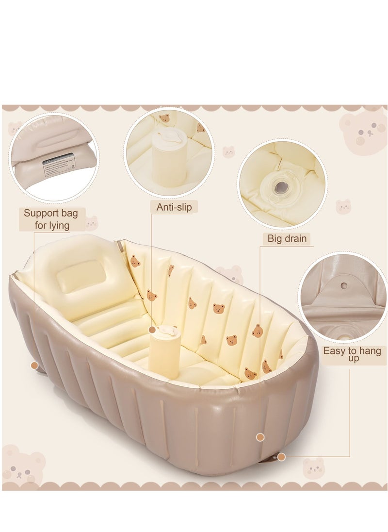 MIXDE Inflatable Bathtub for Toddlers Portable Baby Tub with Built-in Air Pump Collapsible Design for Easy Storage Perfect for Newborns to Infants  - Image 2
