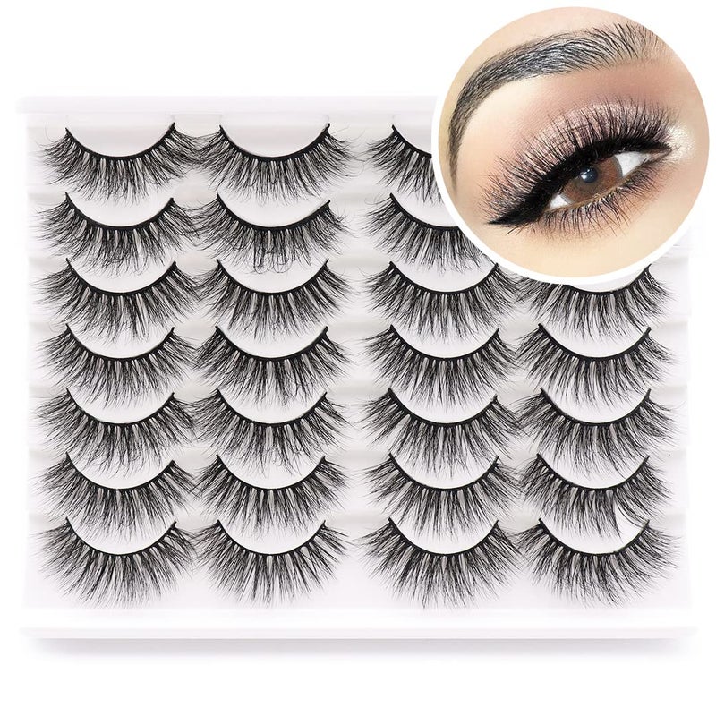 Losha Eyelashes Natural Look Faux Mink Lashes Pack Handmade Fluffy False Eyelashes 14 Pairs Eye Lashes M809 - Image 3
