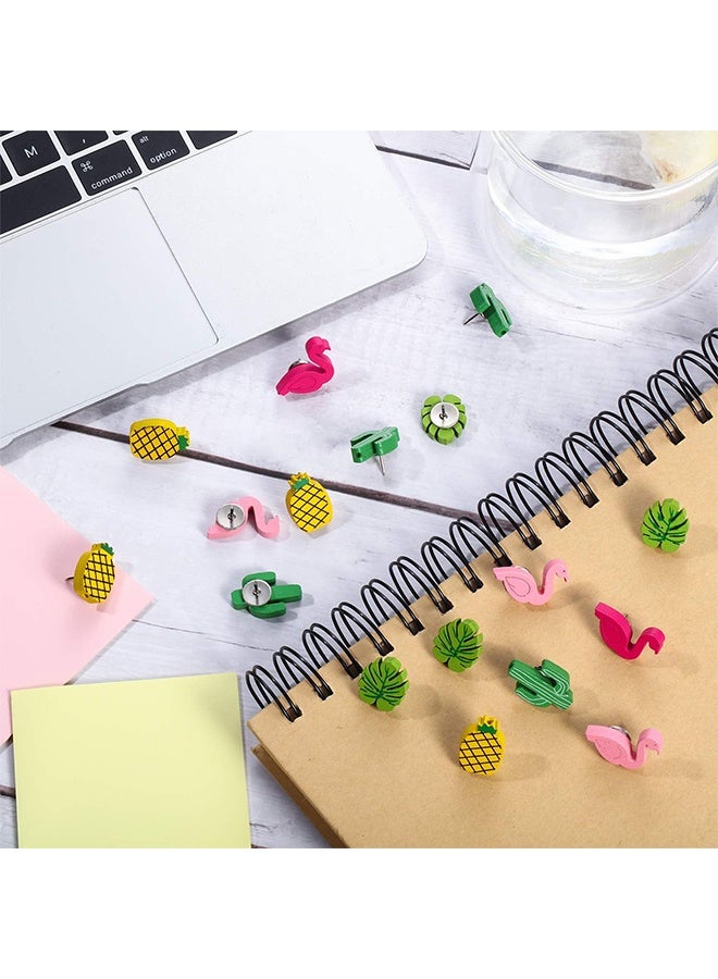 ليمون ٦٠ دبوسًا مزخرفًا، دبابيس ضغط لطيفة على شكل طائر الفلامنجو، أناناس، صبار، أوراق نخيل، دبابيس ضغط لطيفة لتعليق الصور على الجدران، والخرائط، ولوحات الإعلانات، ولوحات الفلين. - Image 5