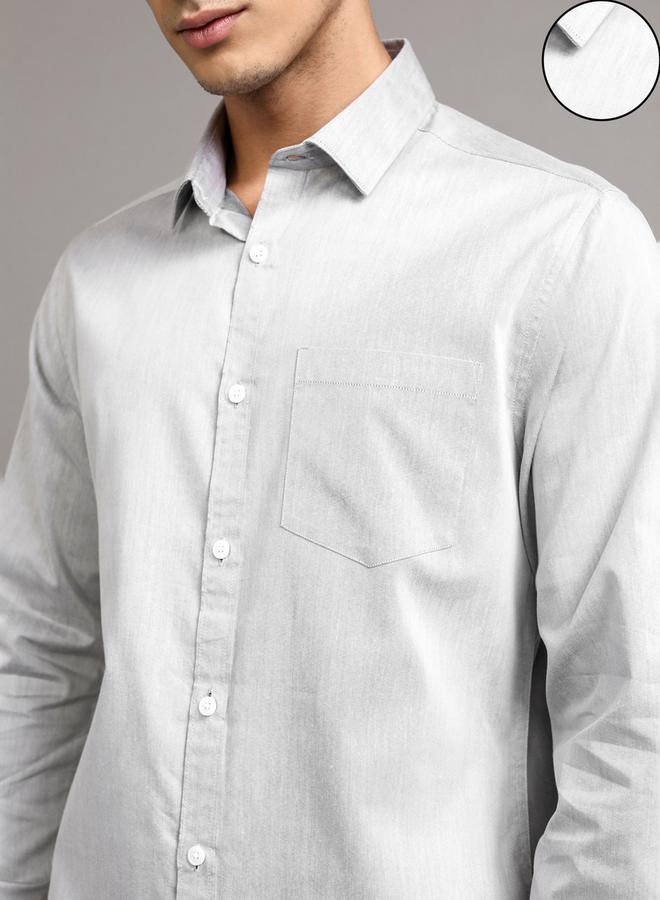 HIGHLANDER Solid Cotton Slim Fit Shirt with Pocket - Image 5