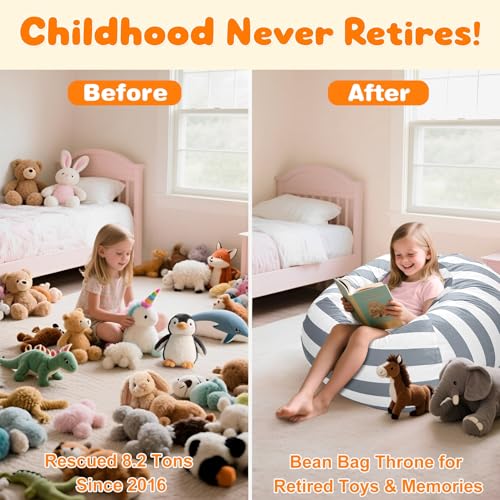 Lukeight Stuffed Animal Storage Bean Bag Chair Cover - Premium Velvet Organizer with YKK Zipper Holds 60+ Plush Toys, Washable Kids Room Decor (No Filling, Large) - Image 2