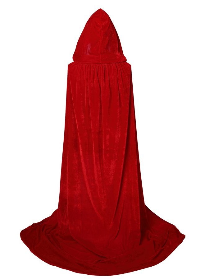 VGLOOK Unisex Hooded Cloak Velvet Cape for Halloween Cosplay Costumes 59inch, Red, L - Image 3