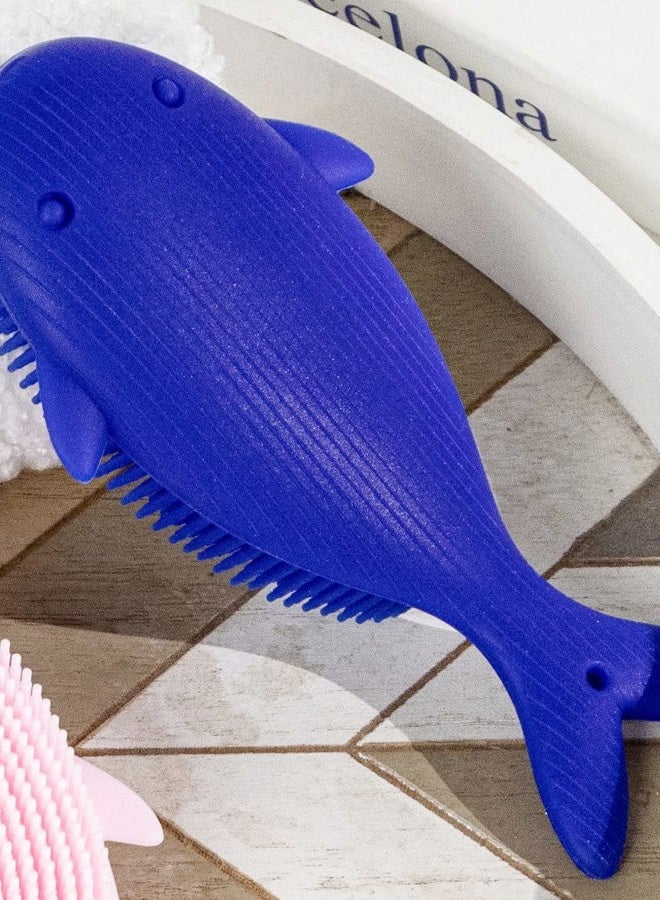 penepico Premium Sensory Brush for Kids or Autism,Soft Silicone Body Scrubber,2 in 1 Sensory Room Occupational Therapy Sensory Brushes,Silicone Loofah,Pet Shower Brush Bath Brush Shampoo Brush(Whale-Blue) - Image 5