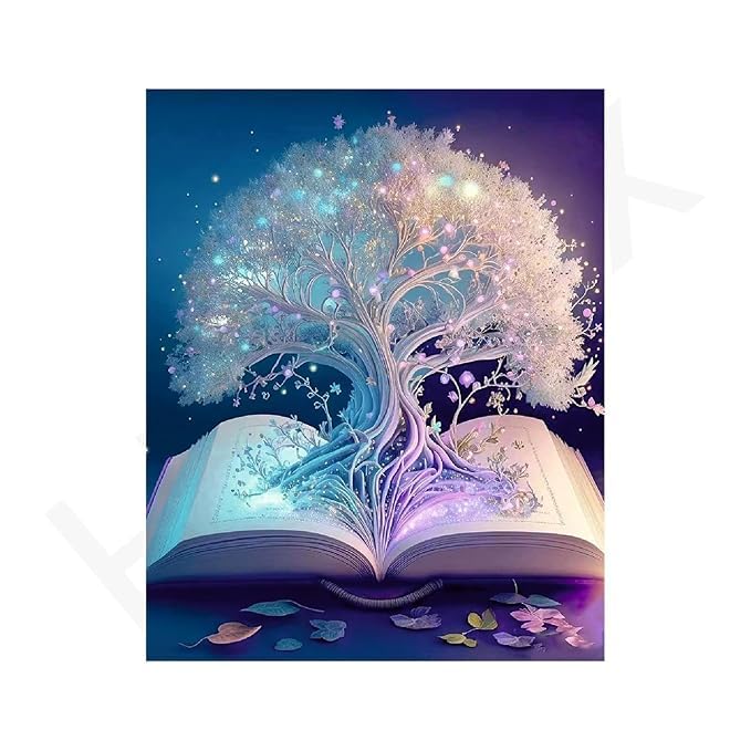 Zyomatiq DIY 5D Diamond Painting Kits for Adults Diamond Art White Tree of Life Diamond Painting Full Drill Crystal Rhinestone Embroidery Craft Kits for Home Wall Decor Gift Pack of 1 - Image 1