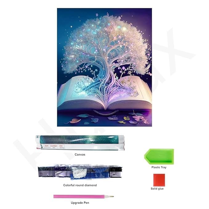 Zyomatiq DIY 5D Diamond Painting Kits for Adults Diamond Art White Tree of Life Diamond Painting Full Drill Crystal Rhinestone Embroidery Craft Kits for Home Wall Decor Gift Pack of 1 - Image 3