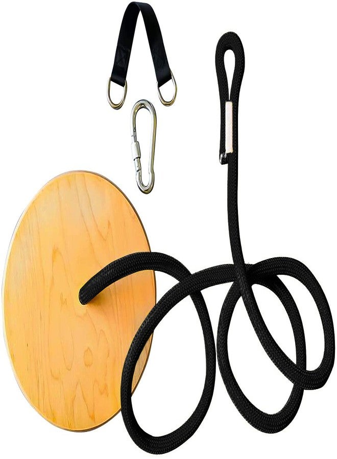 Topwon Wood Round Swing Outdoor Disc Tree Swing Outdoors High Strength Load-Bearing Wooden disc Swing Round Swing Swing Seat with Adjustable - Image 1