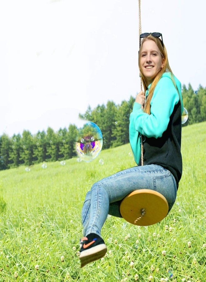 Topwon Wood Round Swing Outdoor Disc Tree Swing Outdoors High Strength Load-Bearing Wooden disc Swing Round Swing Swing Seat with Adjustable - Image 2