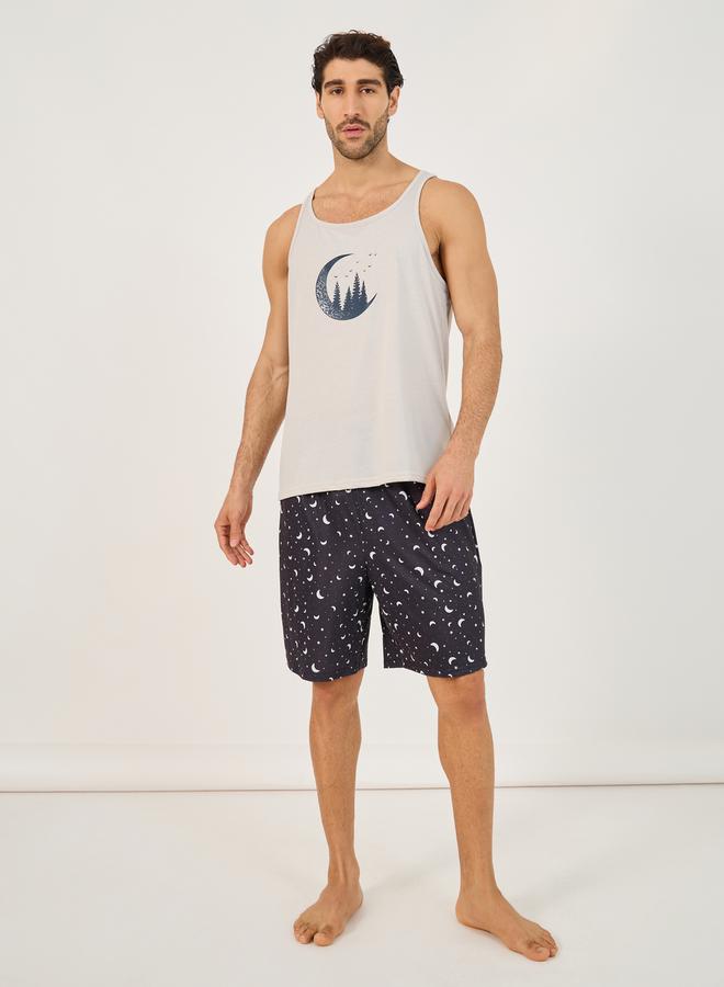 Styli Moon Graphic Print Tank & Shorts Set - Image 1