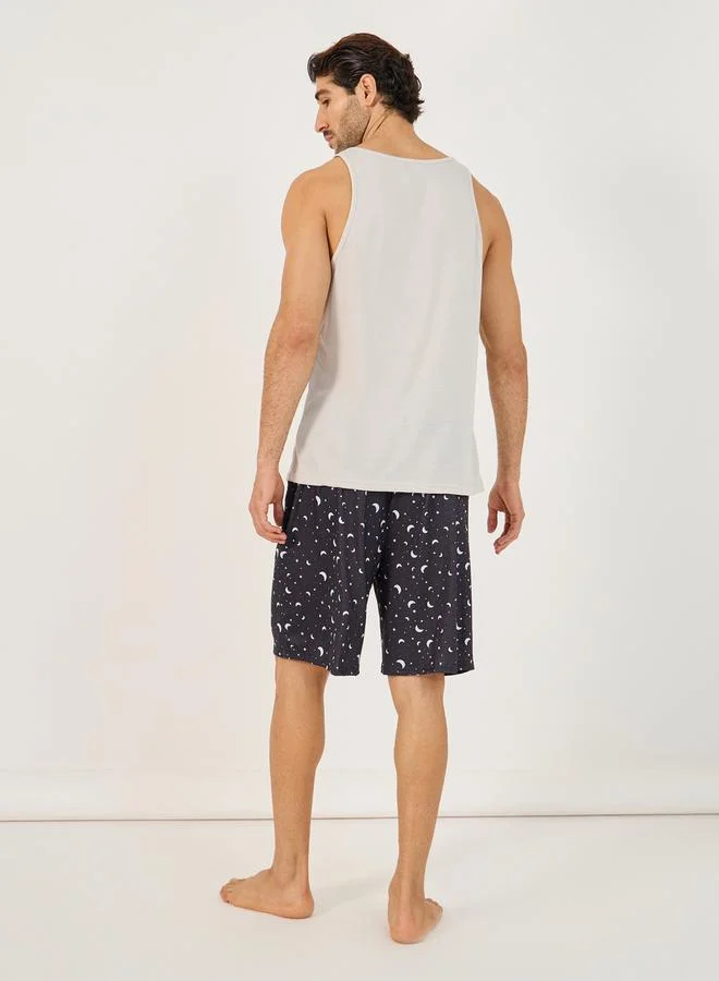 Styli Moon Graphic Print Tank & Shorts Set